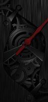 Mechanical clock face with spinning gears and rotating second hand in a dynamic 3D motion effect for seamless loop animation video
