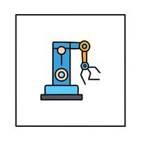 Robotic crane production line icon. Outline robotic machine art for web design isolated on white background vector