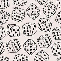 Seamless pattern with game dice. Hand drawn illustration in sketch style. vector