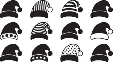 Collection of different winter hats isolated on white vector