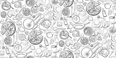 Baking Recipe Seamless Pattern in Vintage Style with Doodles vector