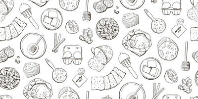 Bakery Cooking Recipe Seamless Pattern in Vintage Style vector