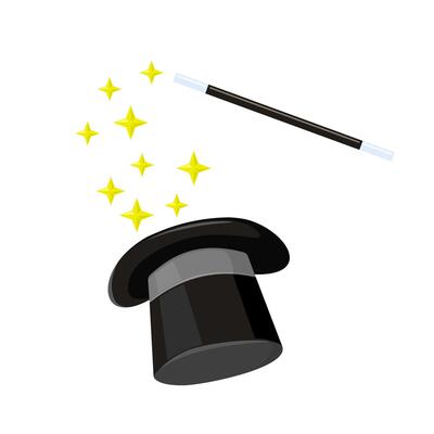 Magic Trick With Top Hat and Wand Cartoon Color Illustration Icon