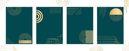 Set backgrounds with golden abstract elements vector