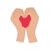 Hands joined and form heart vector