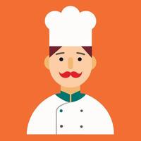 A chef with a mustache and mustache on an orange background vector