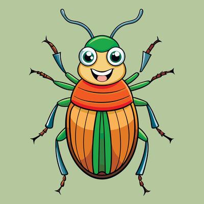 A cartoon bug with a smile on its face