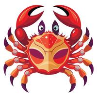 A cartoon crab with large eyes and a red body vector