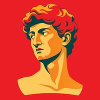 The face of a man with red hair and a yellow background vector