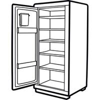 A refrigerator with open doors and shelves vector