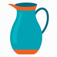 A blue pitcher with orange trim on a white background vector