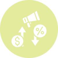A green circle with a dollar sign and a megaphone vector