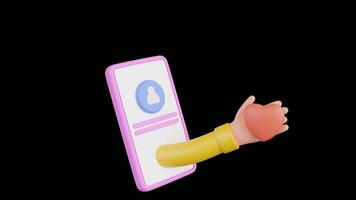 3D Animation of Hand Holding Smartphone with Like Notification video