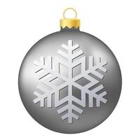 Grey Silver Christmas tree toy or ball with snowflake vector
