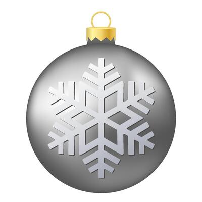 Grey Silver Christmas tree toy or ball with snowflake