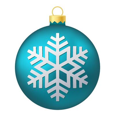 Aqua blue Christmas tree toy or ball with snowflake