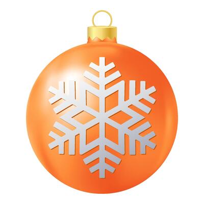 Orange Christmas tree toy or ball with snowflake illustration