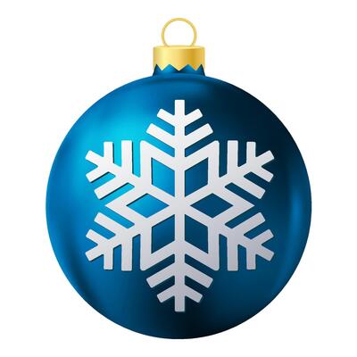 Blue Christmas tree toy or ball with snowflake illustration