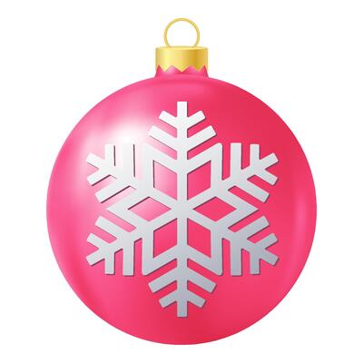 Pink Christmas tree toy or ball with snowflake illustration