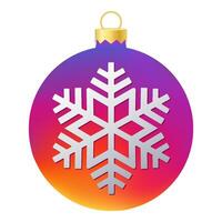Rainbow color Christmas tree toy or ball with snowflake vector