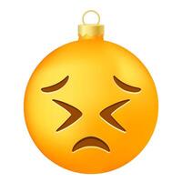 Emoji Christmas tree ball or toy with persistent facial expression face vector