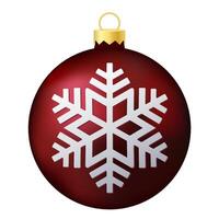 Dark red Christmas tree toy or ball with snowflake vector