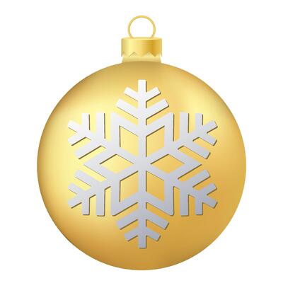 Gold Christmas tree toy or ball with snowflake illustration