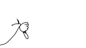Continuous line draw of hand holds paint brushes video