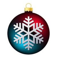 Rainbow Christmas tree toy or ball in blue and red color with snowflake vector
