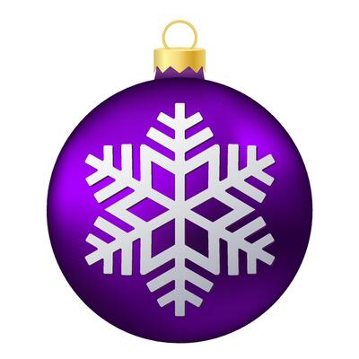Purple violet Christmas tree toy or ball with snowflake illustration