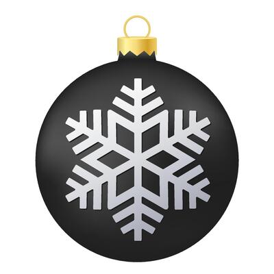 Black Christmas tree toy or ball with snowflake illustration