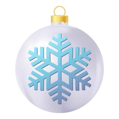Grey Christmas tree toy or ball with snowflake illustration