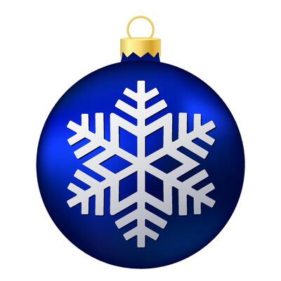 Blue Christmas tree toy or ball with snowflake illustration