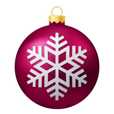 Pink Christmas tree toy or ball with snowflake illustration
