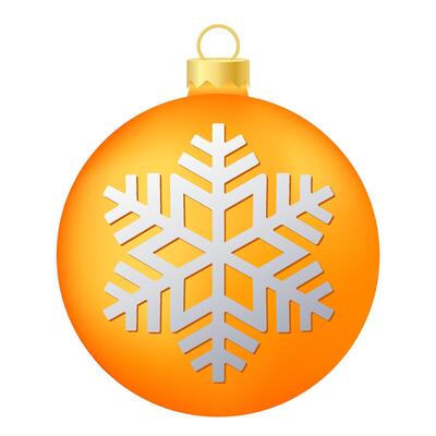 Orange Christmas tree toy or ball with snowflake illustration