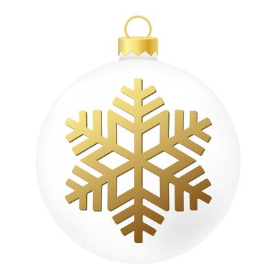 White Christmas tree toy or ball with snowflake illustration