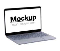 Mockup of gray laptop in isometry without background For your design psd