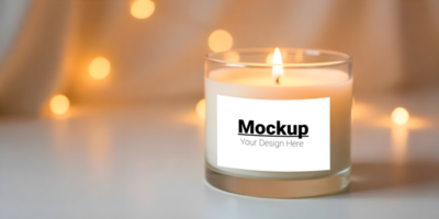 Elegant Candle Label Display on Soft Draped Fabric psd
