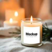 Minimal Candle Label Mockup on Soft Fabric Design Ready psd