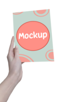 Mockup of greeting card in hand without background For your Design psd