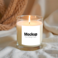 Mockup of Candle Label on Soft Draped Fabric for Custom Design psd