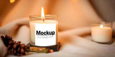 Soft Fabric Mockup with Candle Label Customize Your Branding psd