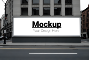 Layout of Billboard on Building Facade by the Road Showcase Your Design psd