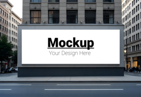 Mockup of Billboard on Building Facade Along Roadway Perfect for Custom Ads psd