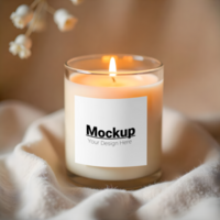 Candle Label Mockup on Soft Fabric Background Perfect for Your Design psd