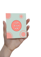 Mockup of greeting card in hand without background For your Design psd