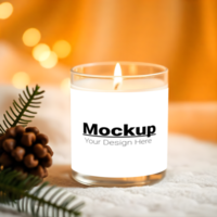 Mockup of Candle Label on Elegant Soft Fabric Background psd