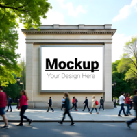 Building Facade Billboard Mockup Along Roadway Display Your Design psd