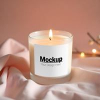 Elegant Candle Label Mockup with Gentle Fabric Setting psd