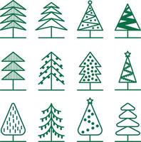 festive christmas flat minimal abstract trees, editable organized and named layers, transparent background vector